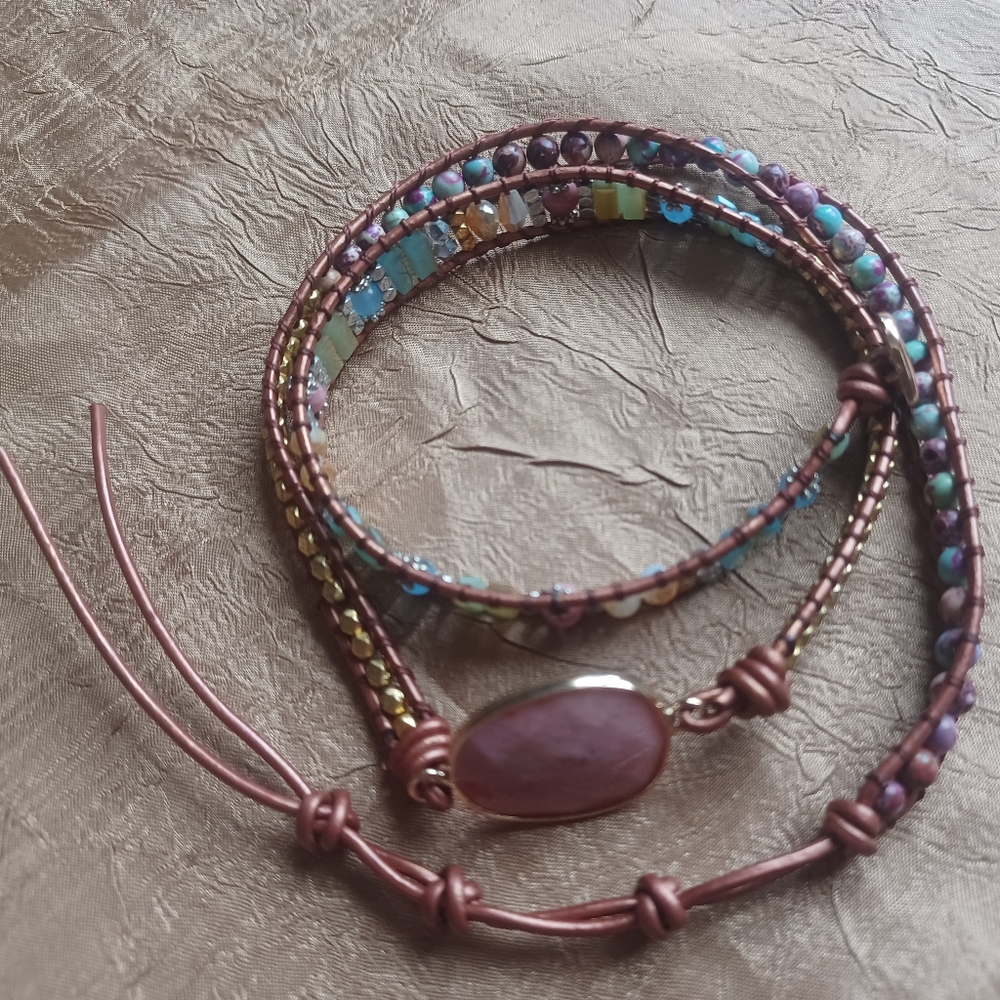 Colorful Gemstone Wrap bracelet - Picture 3 of 5